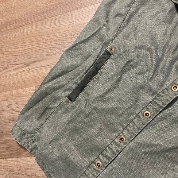 Anthropologie Marrakech Tombolo Vest S small natural army green snap layer boho - Picture 6 of 7